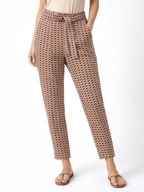 One by Chapter One Geometric Pink Paperbag Ankle Pants Size Medium